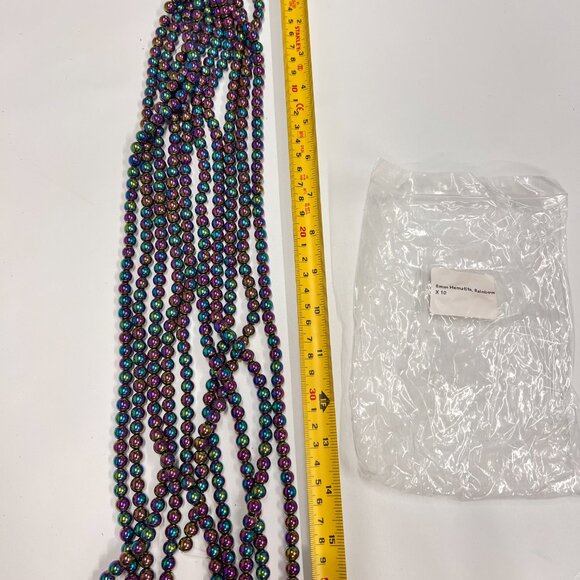 10 Pcs 8mm Round Multicolored Hematite Gemstone Beads for DIY Jewelry Making 16" - Picture 4 of 8